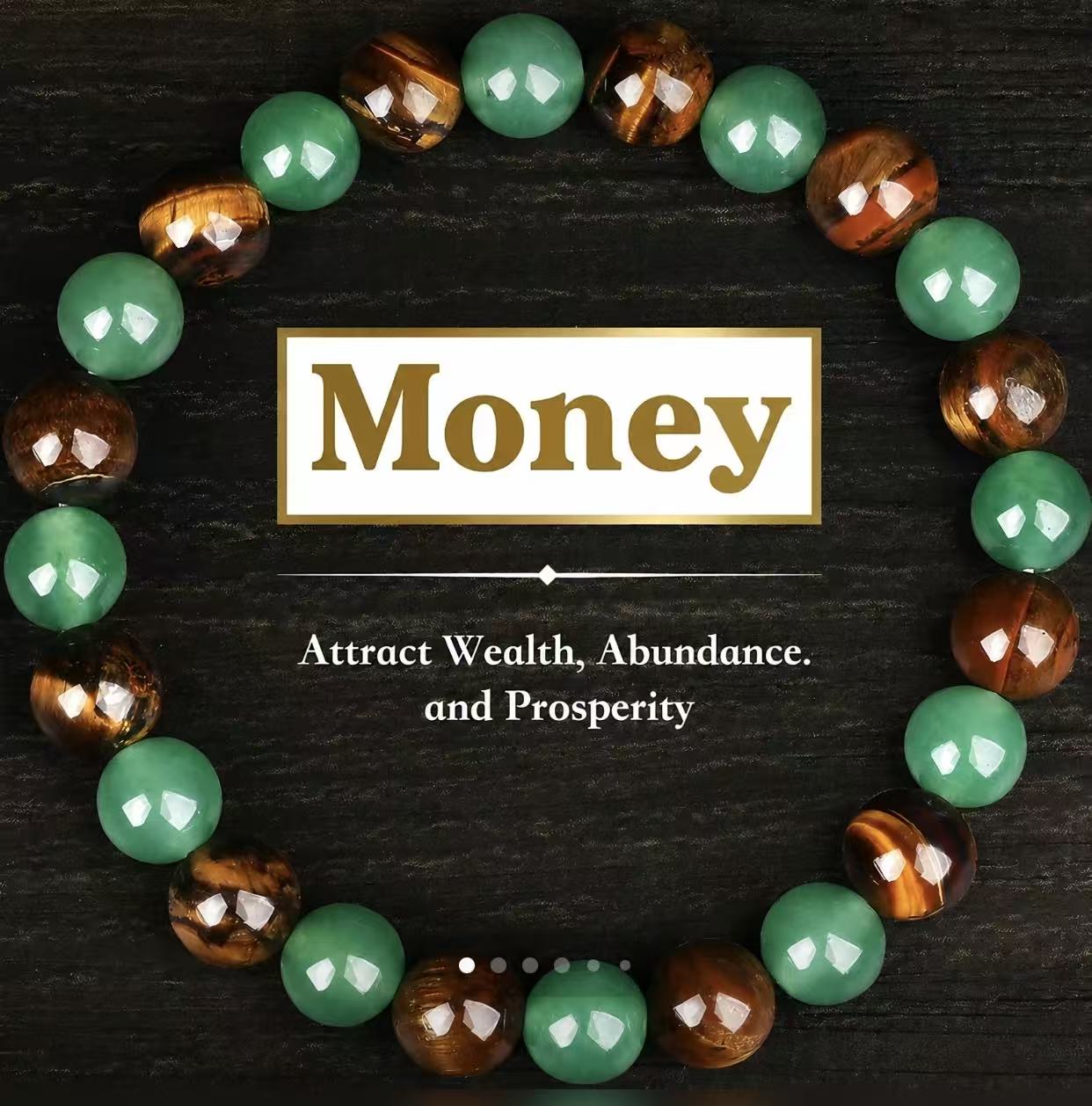 Attract Money and Luck green aventurine and tiger eye necklace