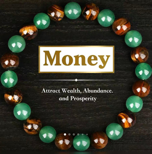 Attract Money and Luck green aventurine and tiger eye necklace