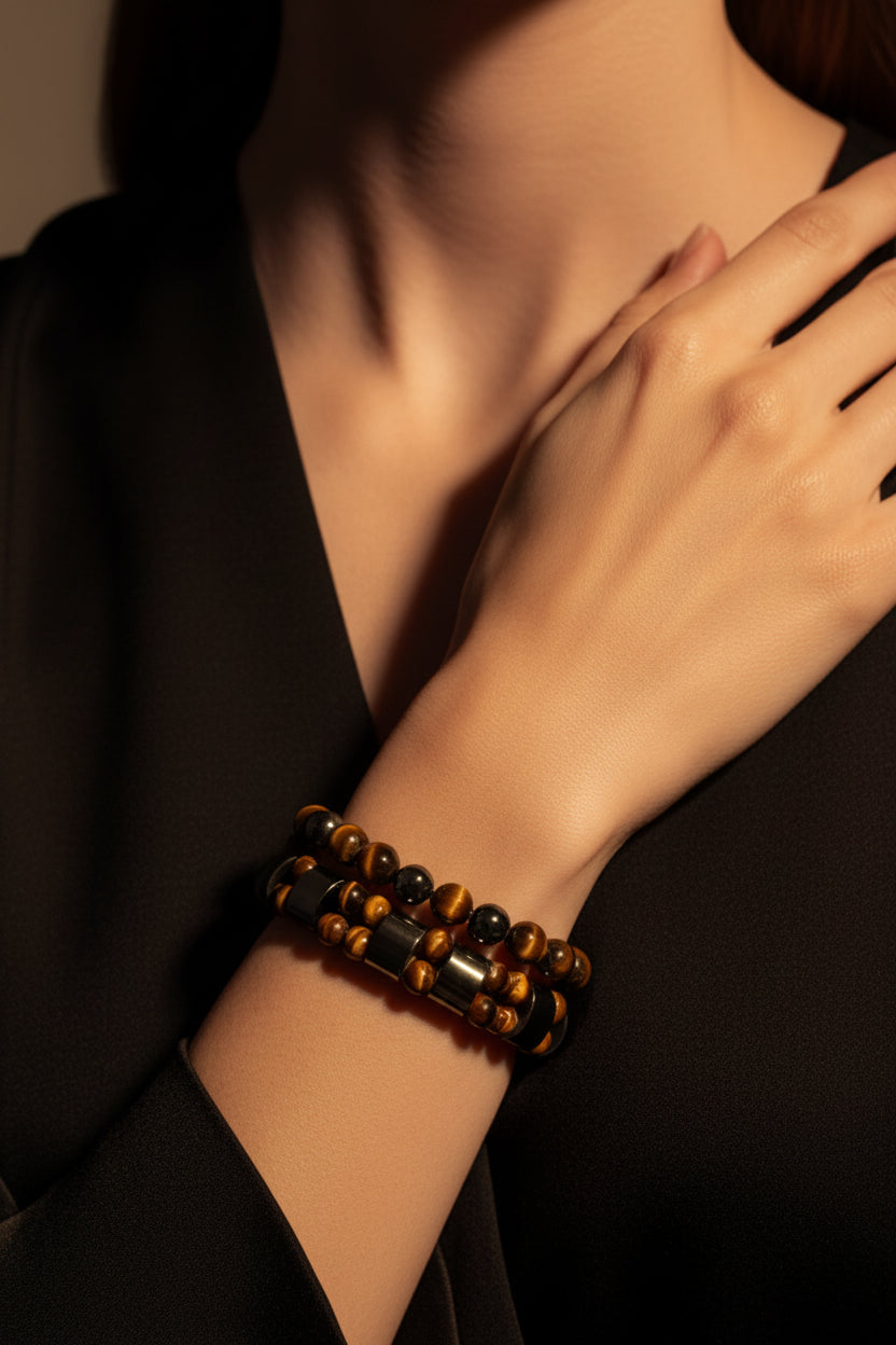 Money Bracelet — Green Aventurine & Tiger Eye